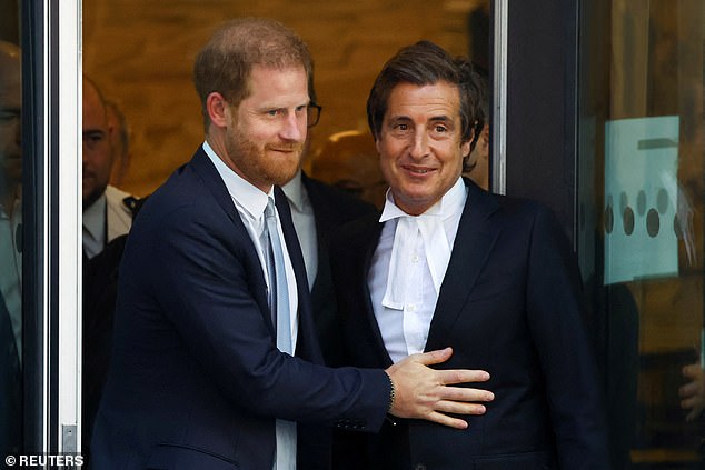 Prince Harry with his lawyer David Sherborne at the High Court in London in June 2023