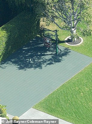 The mansion also features a one-sided basketball court