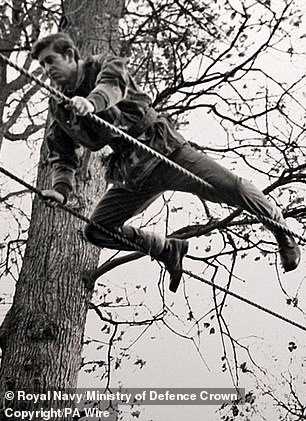 King Charles III, then Prince of Wales, during a 'familiarisation' training in 1974 at the Commando Training Center Royal Marines