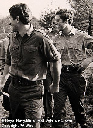 King Charles III, then Prince of Wales, during a 'familiarisation' training in 1974 at the Commando Training Center Royal Marines