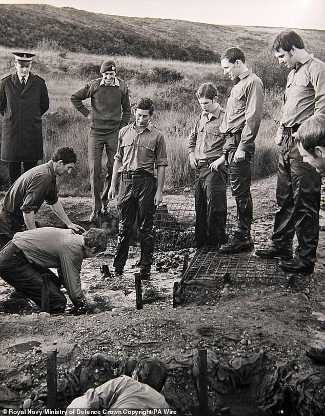 King Charles III (fourth from right), then Prince of Wales, during a 'familiarisation' training in 1974 at the Commando Training Center Royal Marines