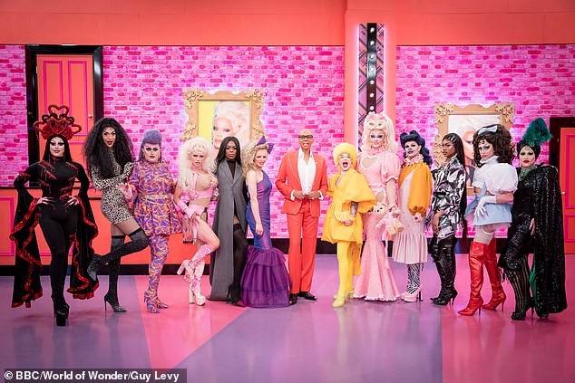 Welsh-born Tayce (third from right) rose to fame as a finalist on season two of RuPaul's Drag Race UK