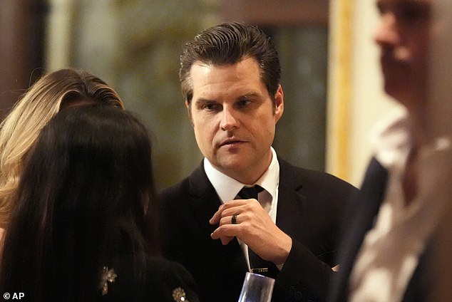 Gaetz was photographed at Mar-a-Lago on Thursday evening