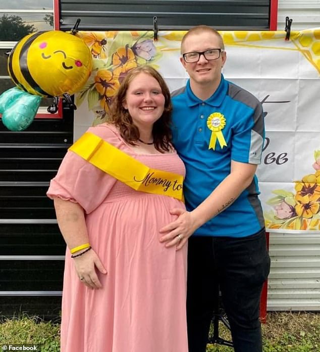 Katelyn Yates (seen during her pregnancy) went to the emergency room in early April after the pain in her throat wouldn't go away and doctors performed a routine pregnancy test