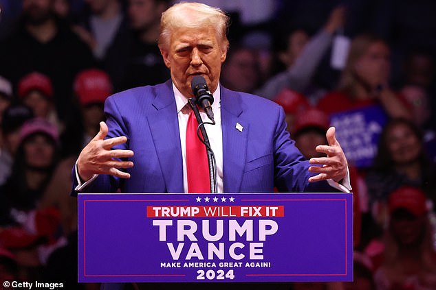 Donald Trump speaks during a campaign rally at Madison Square Garden on October 27