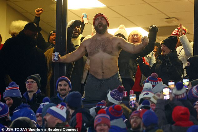 Jason Kelce ripped his shirt off at one point during the game and chugged a beer