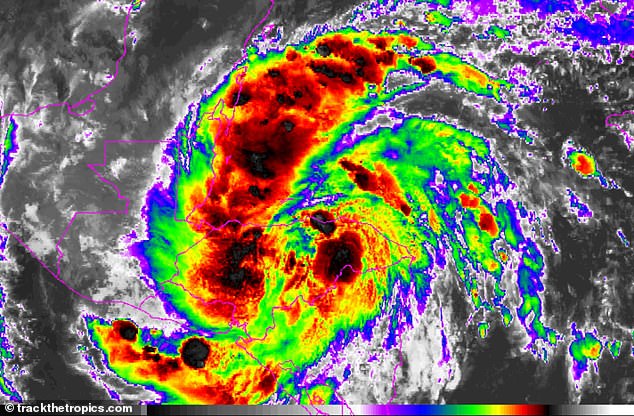 A hurricane tracker has revealed that Sara will not reach hurricane status and has been downgraded to a tropical storm