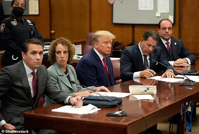 Epshteyn (far right) assembled the legal team that defended Trump in New York