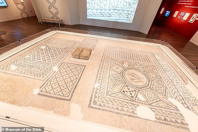 The Megiddo Mosaic is currently on display at the Museum of the Bible in Washington, DC (photo until July 2025