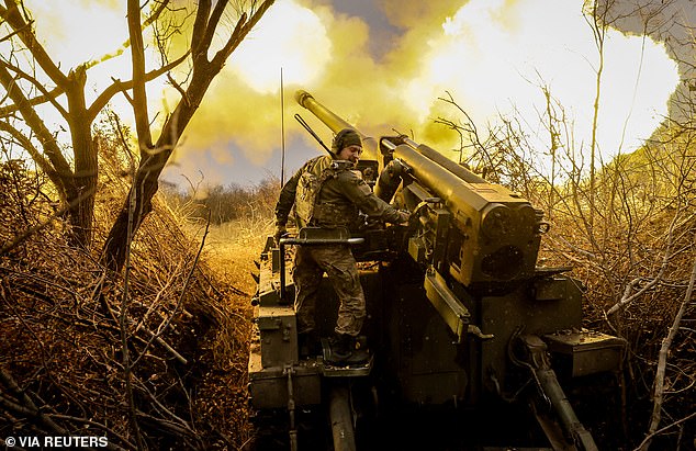 A soldier from the 24th Mechanized Brigade, named after King Danylo of the Ukrainian Armed Forces, fires a 2s5 'Hyacinth-s' self-propelled howitzer at Russian troops in a front line, near the city of Khasiv Yar in Donetsk region, Ukraine, November 18, 2024