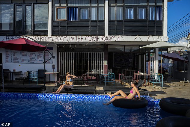 The girls stayed at the Nana Backpackers Hostel (pictured) in Laos, where they had been drinking at the hostel bar the night before they fell ill on November 12.