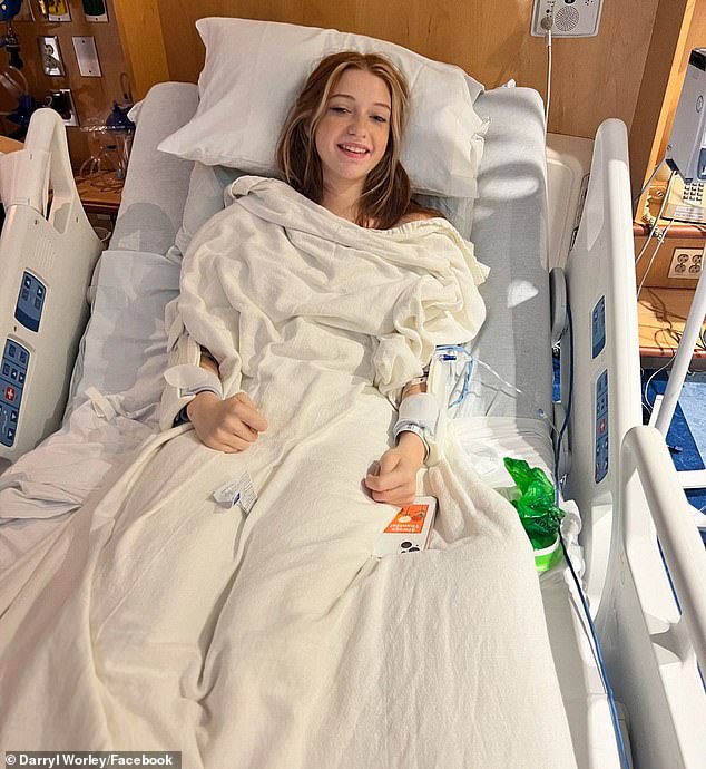 Worley posted an update around noon on Tuesday, sharing a photo of Savannah in a hospital bed hooked up to various machines