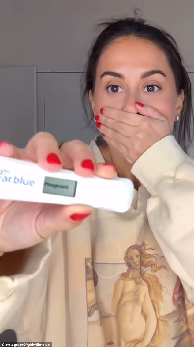 The video the couple shared showed Oshry's reaction to the positive pregnancy test