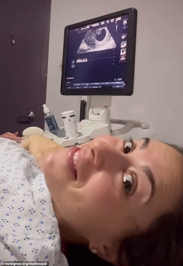 Another scene shows Oshry getting an ultrasound, wiping a tear from her eye and then smiling at the camera. The couple has been married since 2017