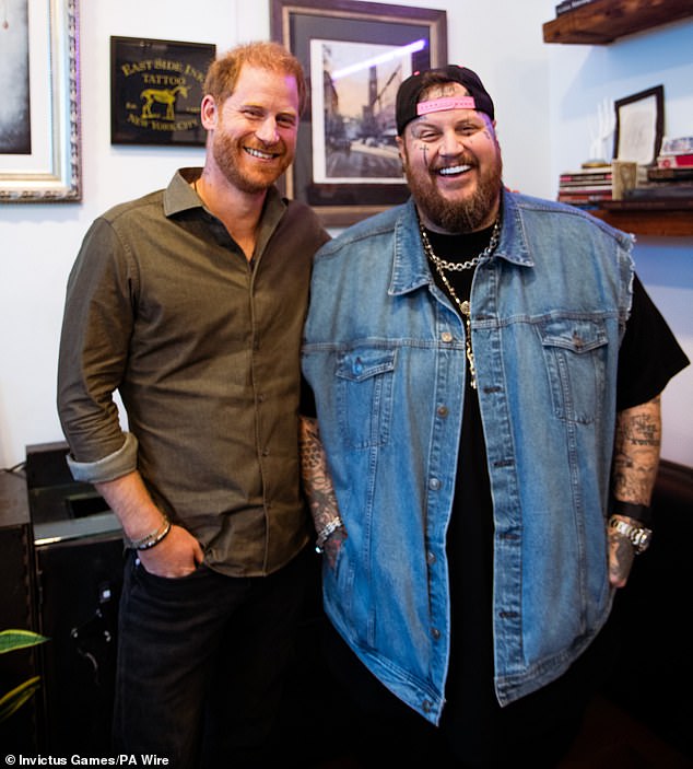 The Duke of Sussex (left) and Jelly Roll in the New York tattoo parlor East Side Ink