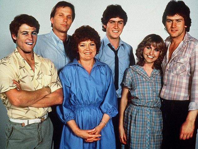 The 64-year-old actor became a household name in the '80s thanks to her starring role as John Palmer in the iconic soap opera Sons and Daughters. Pictured on the far left