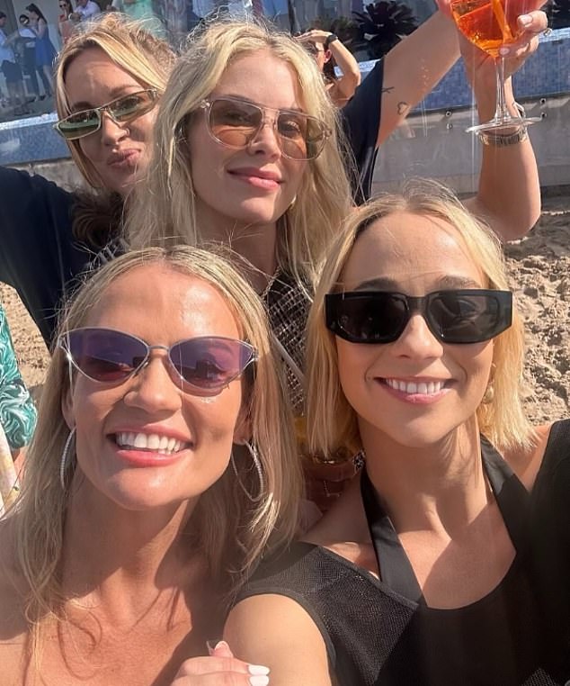 The blonde beauty shared a series of photos on her Instagram as she celebrated the celebrity accountant's wedding to former cricket WAG Annika Martyn.