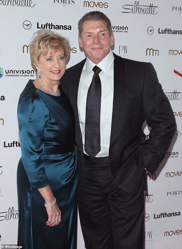 McMahon founded WWE with husband Vince in 1980 and would go on to have on-screen roles before leaving in 2009 to run for Senate in Connecticut a year later. They are pictured together in 2013