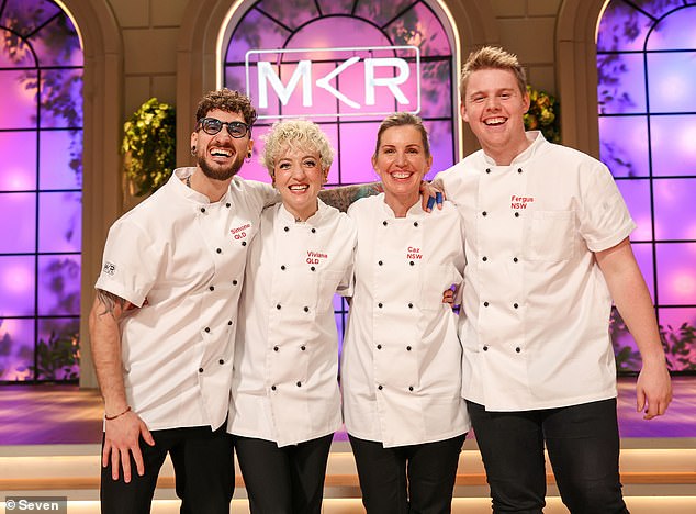 The pair were crowned MKR champions for the 2024 season on Tuesday after taking on Caz and Fergus (right)