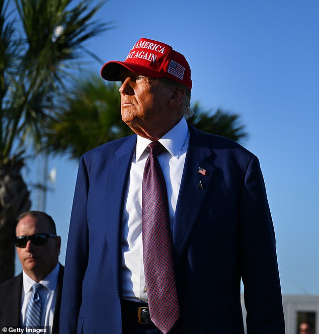 Trump was pictured Tuesday at a SpaceX rocket launch in Brownsville, Texas