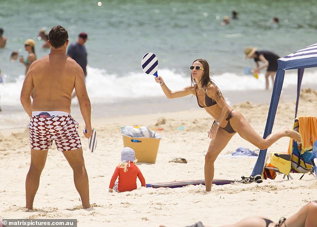 Sam and Lucy stayed active that day with games of beach tennis