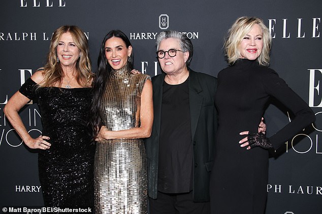 She reunited with a slew of old friends on the red carpet, including fellow '80s starlet Melanie Griffith, comedian Rosie O'Donnell and Tom Hanks' country singer Rita Wilson.