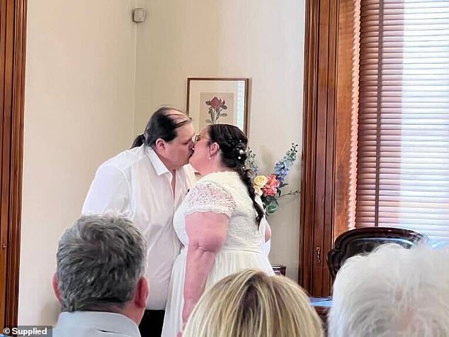 Mr Farthing and Ms Govett (pictured) were married on October 12 at a local marriage registry office in Victoria