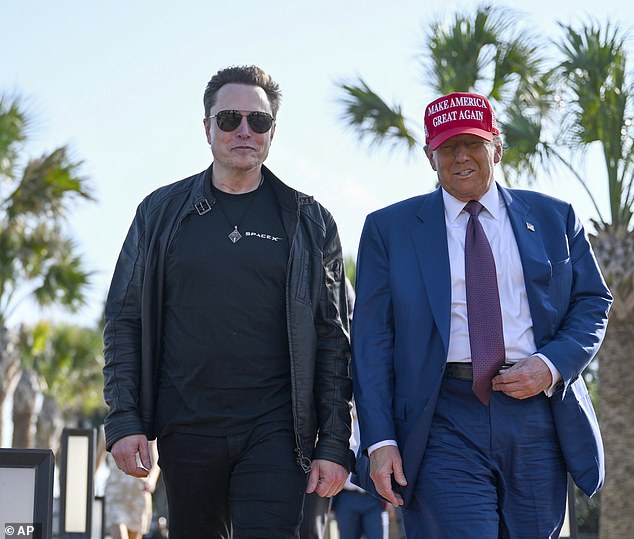 Elon Musk, seen with Trump on Tuesday, said he would be open to meeting with Alexander Soros to 'understand your goals'