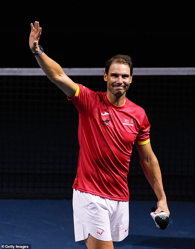 Emotional: The 38-year-old tennis legend, who announced his retirement earlier this year, received a standing ovation as he said goodbye to a great career