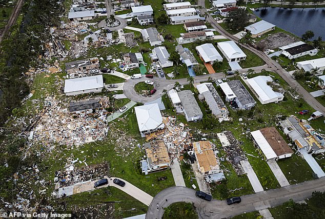 Three major hurricanes – Debby, Helene and Milton – tore through the Sunshine State this year, killing hundreds of people and destroying thousands of homes and businesses (photo: Port St. Lucie homes razed during Hurricane Milton were made)