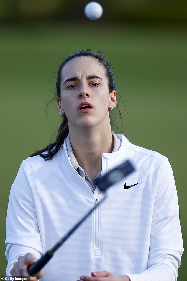 Clark reacts on the eighth green ahead of The ANNIKA, piloted by Gainbridge at Pelican 2024 at Pelican Golf Club on November 13