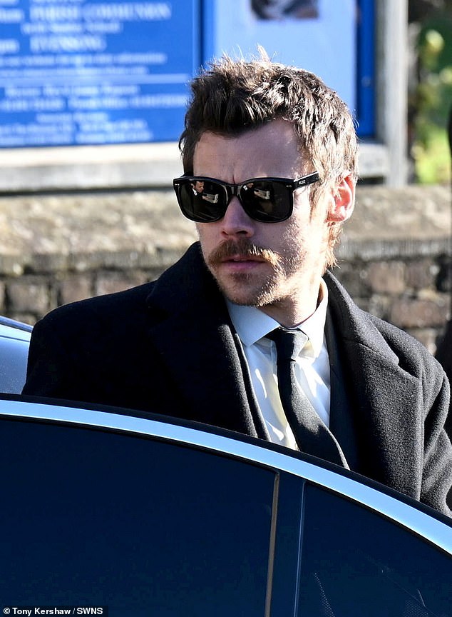 Liam Payne was buried on Wednesday after his tragic death last month and a host of his closest famous friends were in attendance (pictured by Harry Styles)