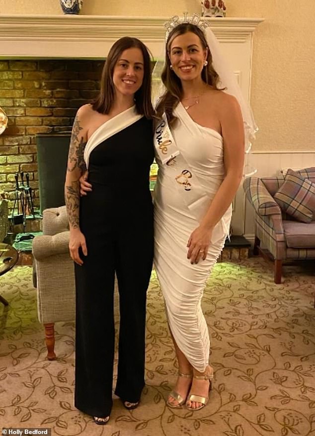 But after the cancerous mole was quickly removed, the early years doctor got the OK from the doctors. Pictured with twin sister Nikki at her bachelorette party earlier this month