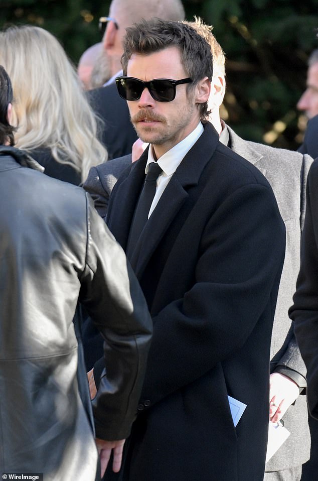 Harry Styles leaves after the funeral of Liam Payne, his former One Direction bandmate