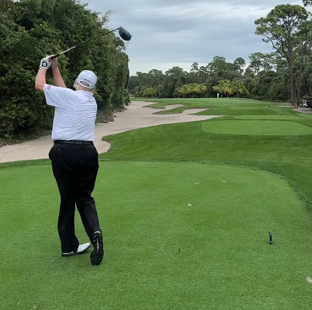 Yost posted photos and videos of the foursome playing at Trump's golf course in Palm Beach