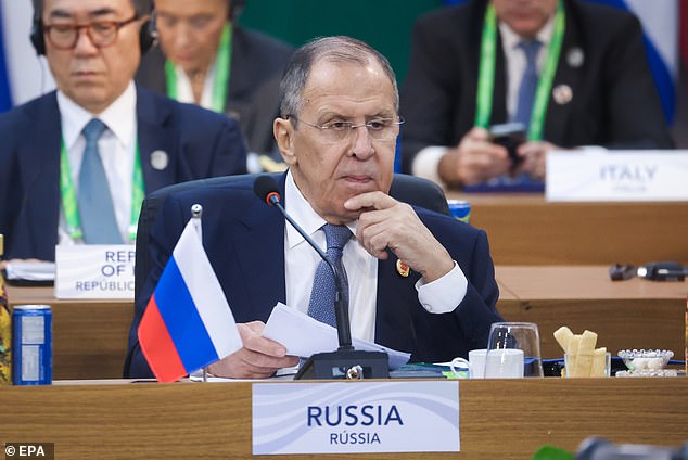 Vladimir Putin's Foreign Minister Sergei Lavrov (pictured) chillingly warned that Moscow would 