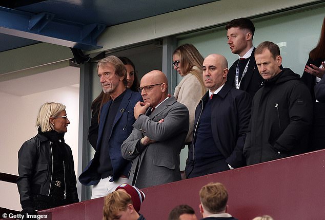 But if that doesn't happen, the petrochemical billionaire could take a closer look at the impact of his 'new broom' executives Sir Dave Brailsford (centre), Omar Berrada (centre right) and Dan Ashworth (right).