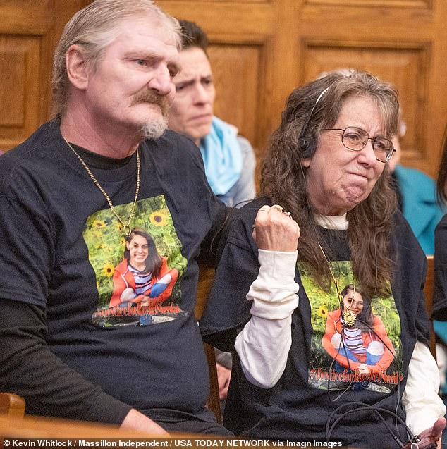 Sheridan's mother, Lisa Sheridan, and her boyfriend, Dwyane Scaggs, were also in court that day wearing matching T-shirts with a photo of their daughter.