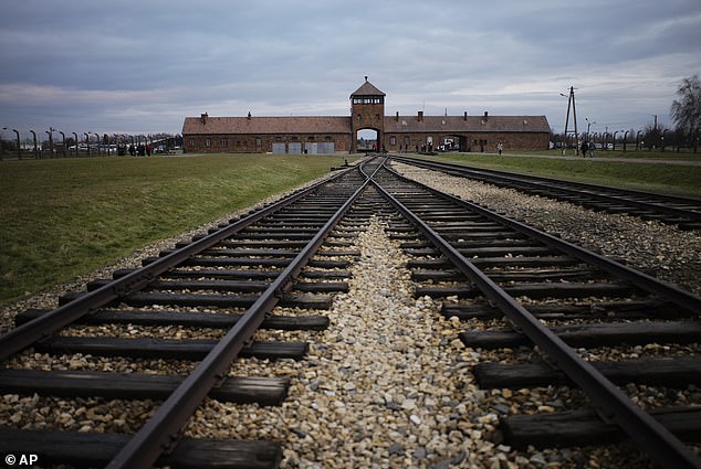 The railway lines where hundreds of thousands of people arrived to be led to the gas chambers in the former Nazi extermination camp Auschwitz-Birkenau