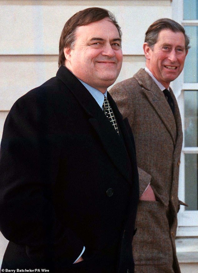 The then Deputy Prime Minister Prescott is pictured with the then Prince of Wales Charles in 1998