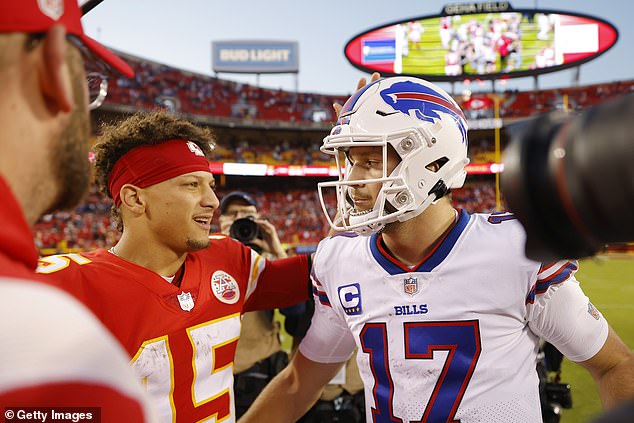 Patrick Mahomes and Josh Allen (seen in 2022) have faced each other eight times. Allen is 4-1 in the regular season against his friend, but Mahomes is 3-0 in the postseason