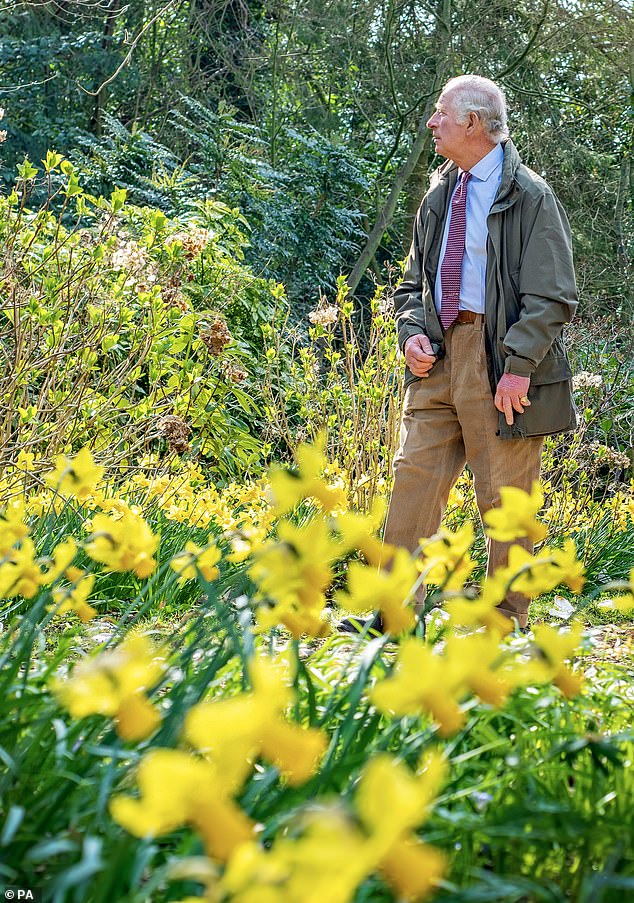 The region is even home to royalty, as King Charles owns Highgrove House in Gloucestershire; He is pictured in his garden on the estate in April 2022