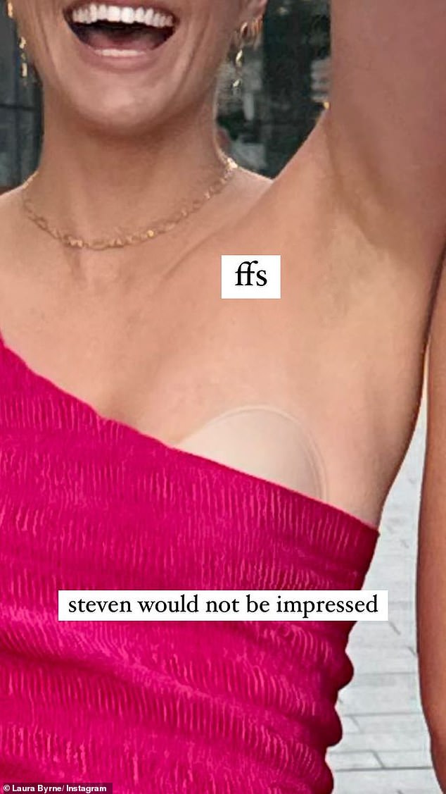 But the wholesome image was ruined as the former Bachelor star's adhesive bra was completely visible