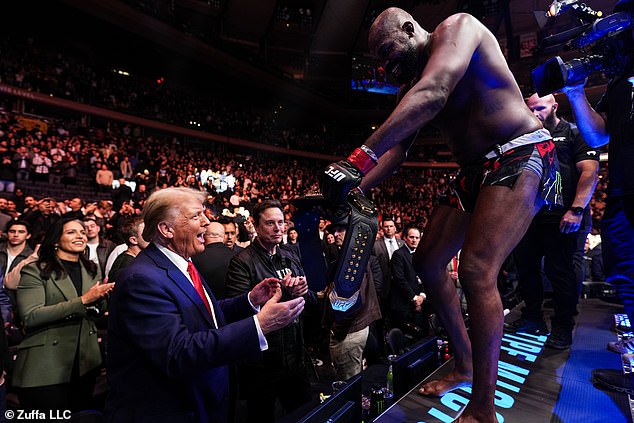 Jon Jones celebrated his victory with Trump, who attended the UFC event on Saturday