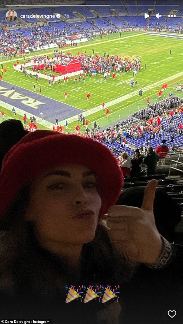 And in January, Cara attended a Kansas City Chiefs game in Buffalo, New York, where her boyfriend cheered on boyfriend Travis Kelce.