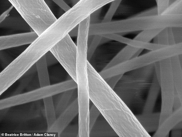 The new 'nanopaste' formed a mat of nanofibers about 2cm across, so is visible, but each individual strand is too narrow to be clearly captured by any form of visible light camera or microscope, so their width was measured with a scanning electron microscope