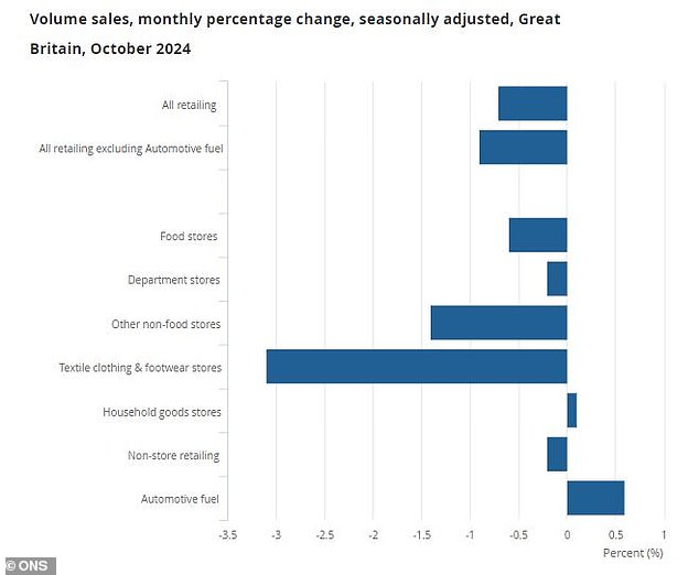 Sales of clothing and shoes led to the decline, while gasoline appeared to be the only outlier