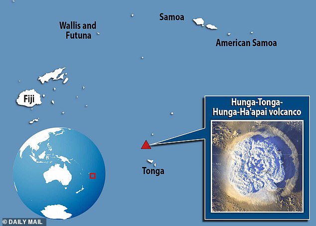 Hunga Tonga-Hunga Ha'apai, an underwater volcano in the South Pacific, spewed debris up to 40 kilometers into the atmosphere when it erupted on January 15, 2022