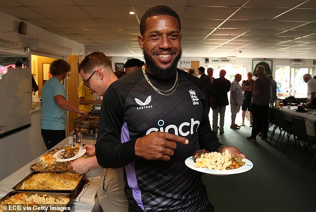 Rashid spoke to Mail Sport on behalf of Taste of Cricket, a new cookbook celebrating diversity in the game (pictured - Chris Jordan at a Taste of Cricket event in July)