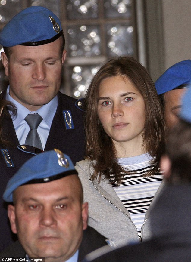 Amanda arrives at the court in Perugia, accused of the alleged sex murder of her British flatmate in the Italian university city of Perugia